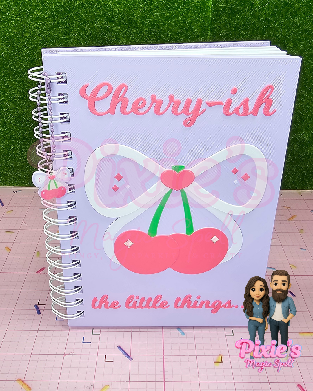Lilac Cherry Coquette NoteBook (3D printed)