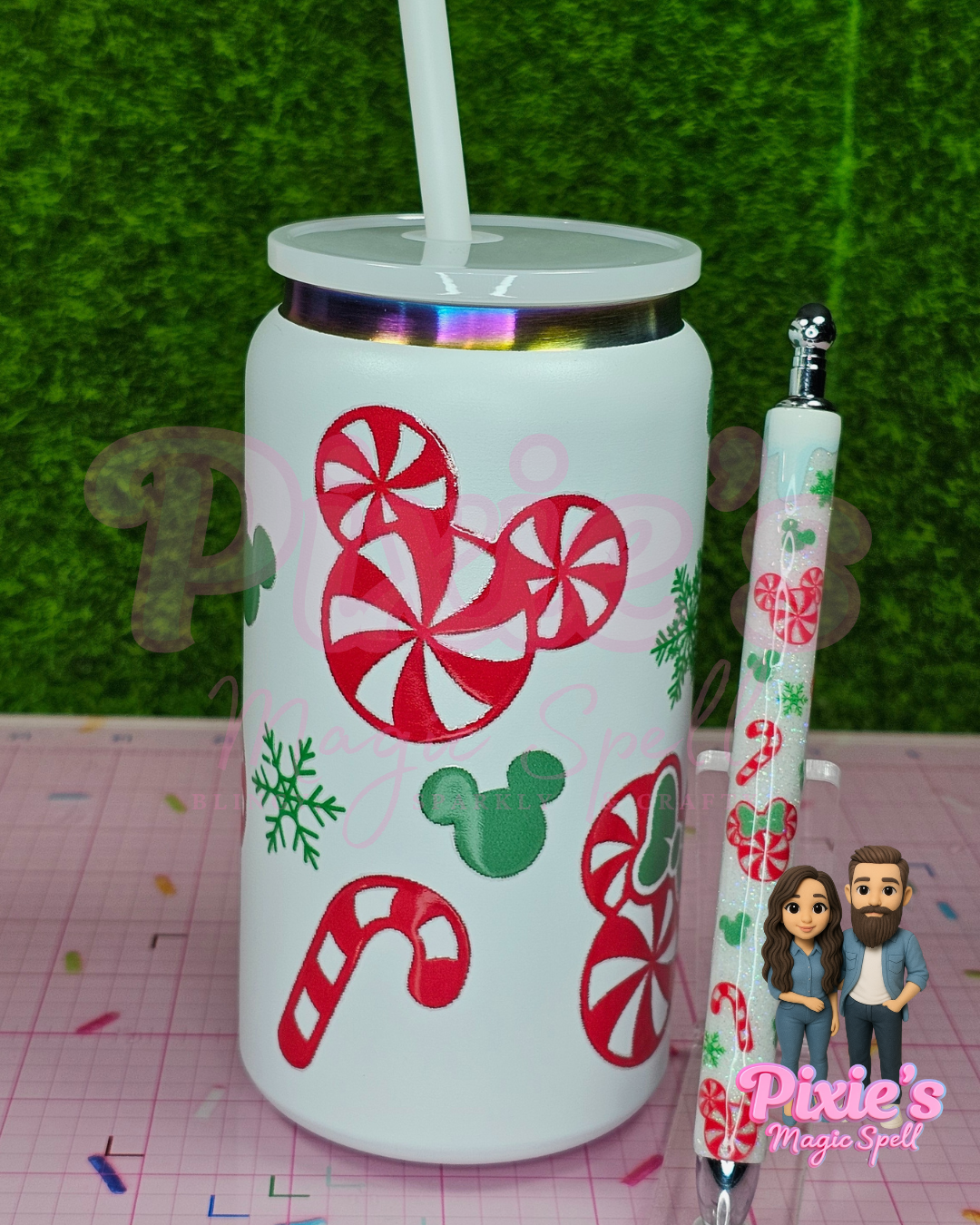 Peppermint Ears 16oz Stainless Steel Cup