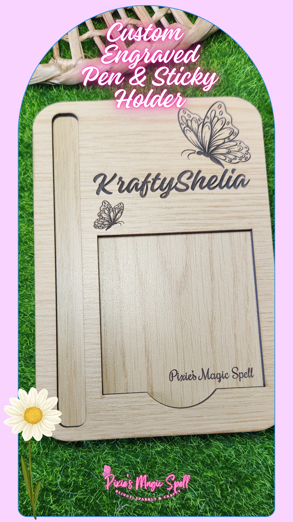 Custom Engraved Pen & Sticky Holder