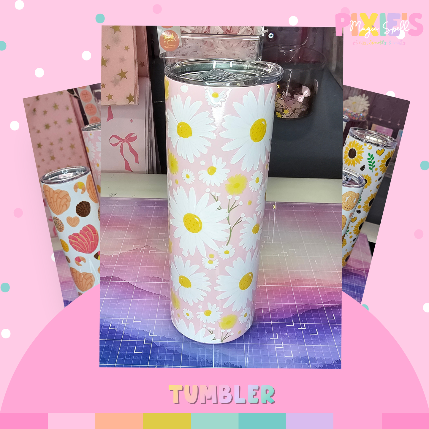 🌼 Limited Edition Pink Daisy Tumbler – 20oz