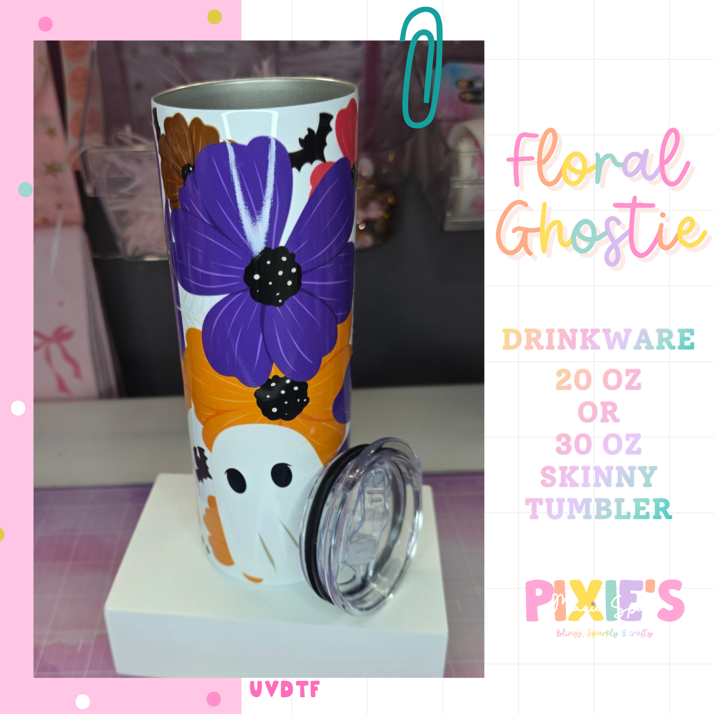 Floral Ghostie Skinny Tumbler UVDTF
