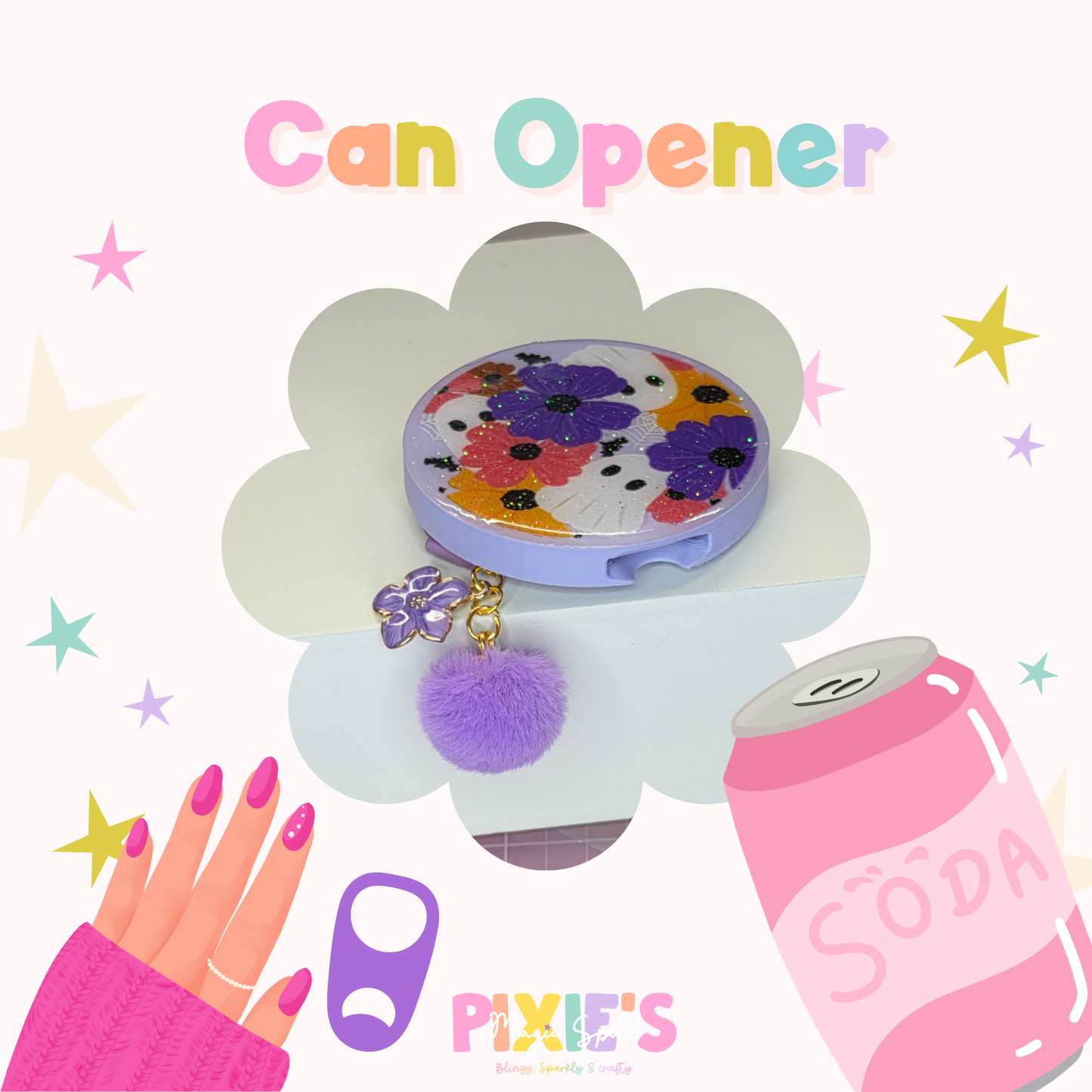 Floral Ghostie Can Opener UV Sealed