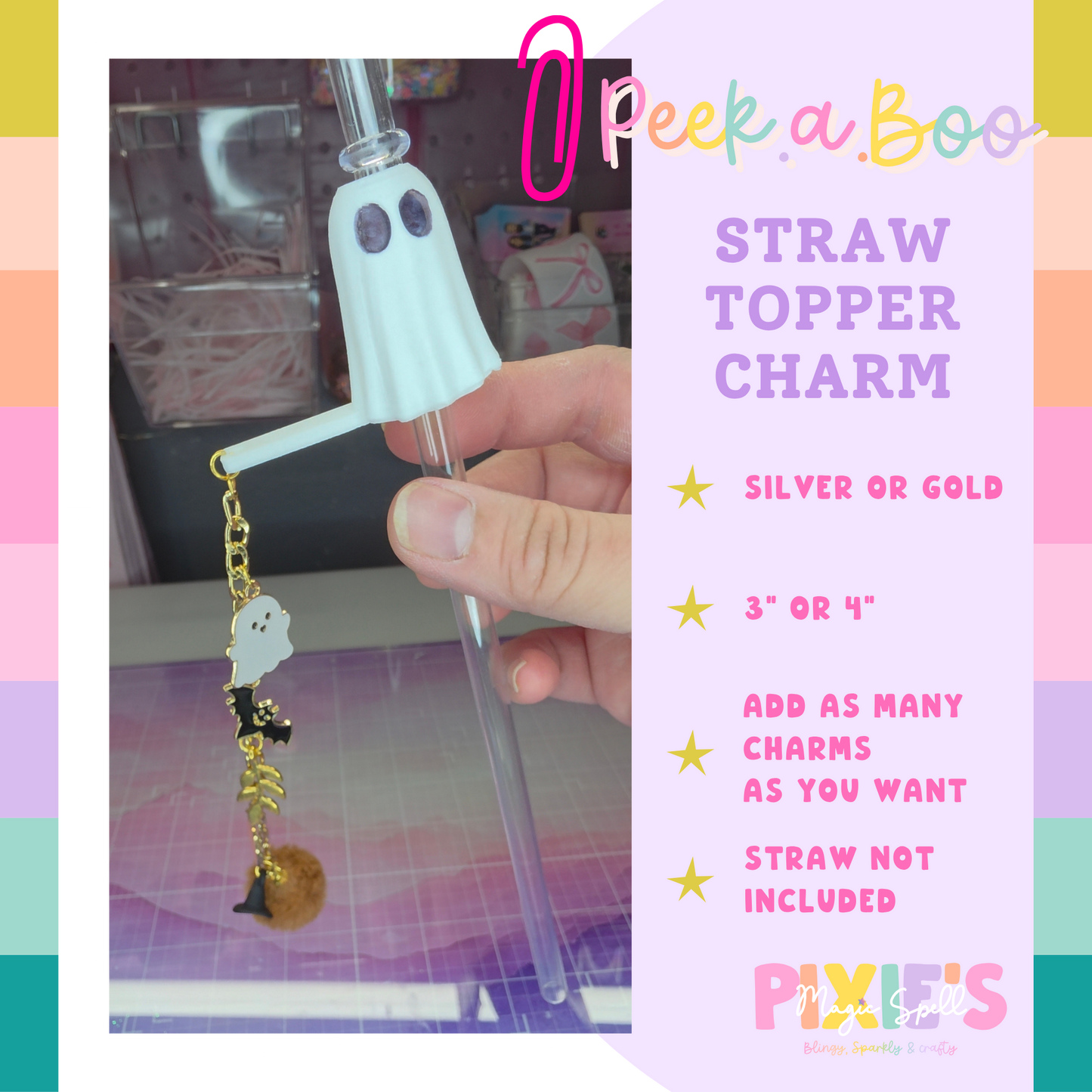 Peek.A.Boo Straw Topper Charm