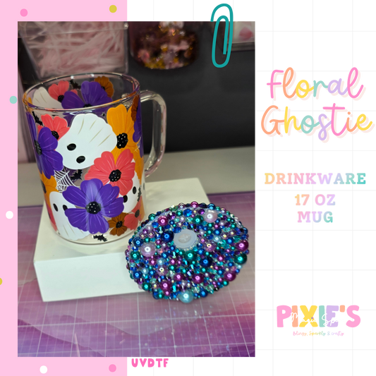 Floral Ghosite 17oz Glass Mug