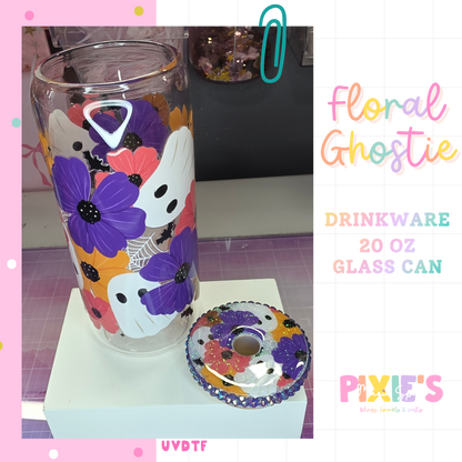 Floral Ghostie 20oz Glass Cup