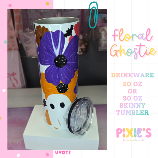 Floral Ghostie Skinny Tumbler UVDTF