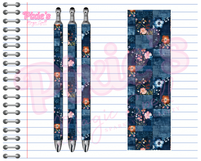 Denim Flowers  Pen