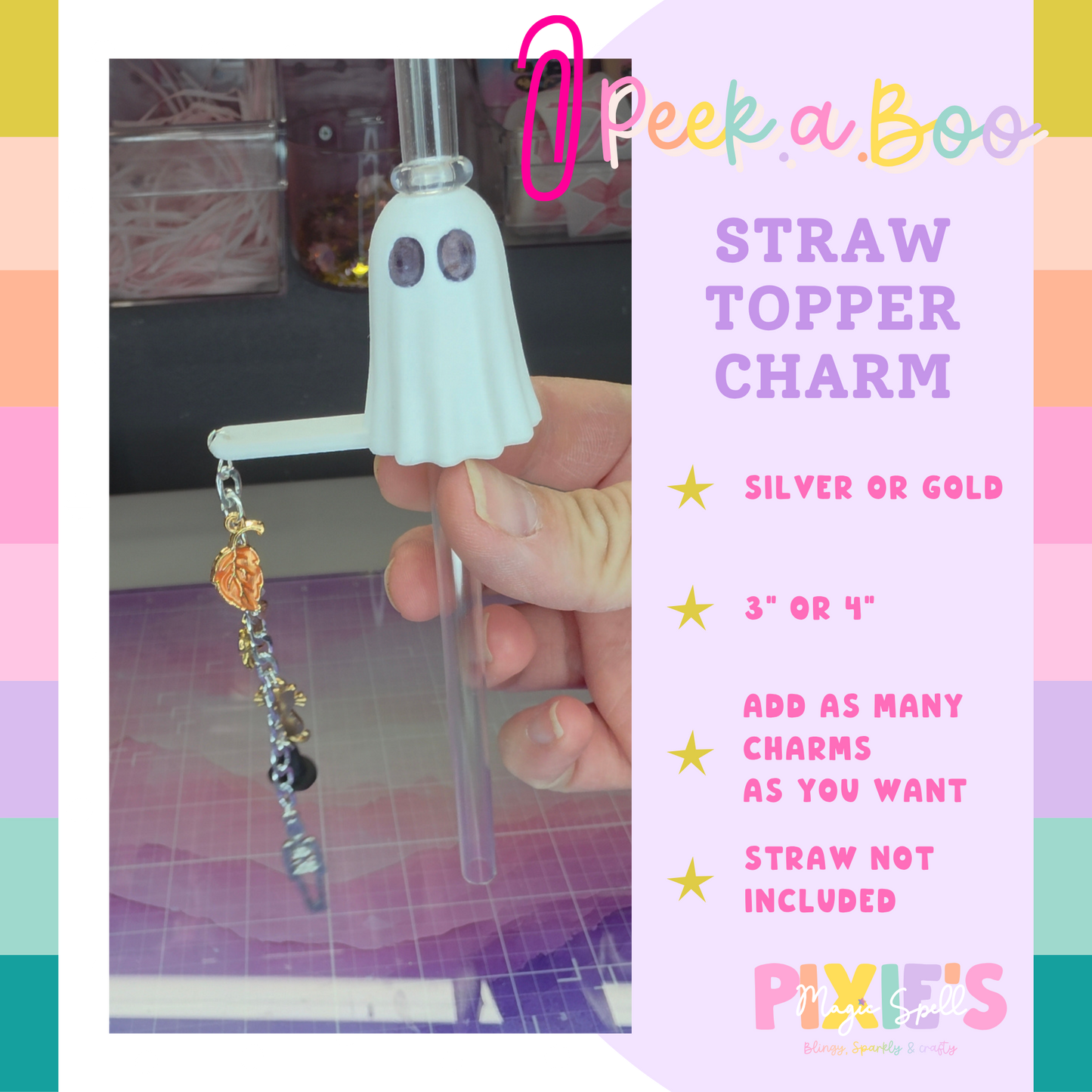 Peek.A.Boo Straw Topper Charm