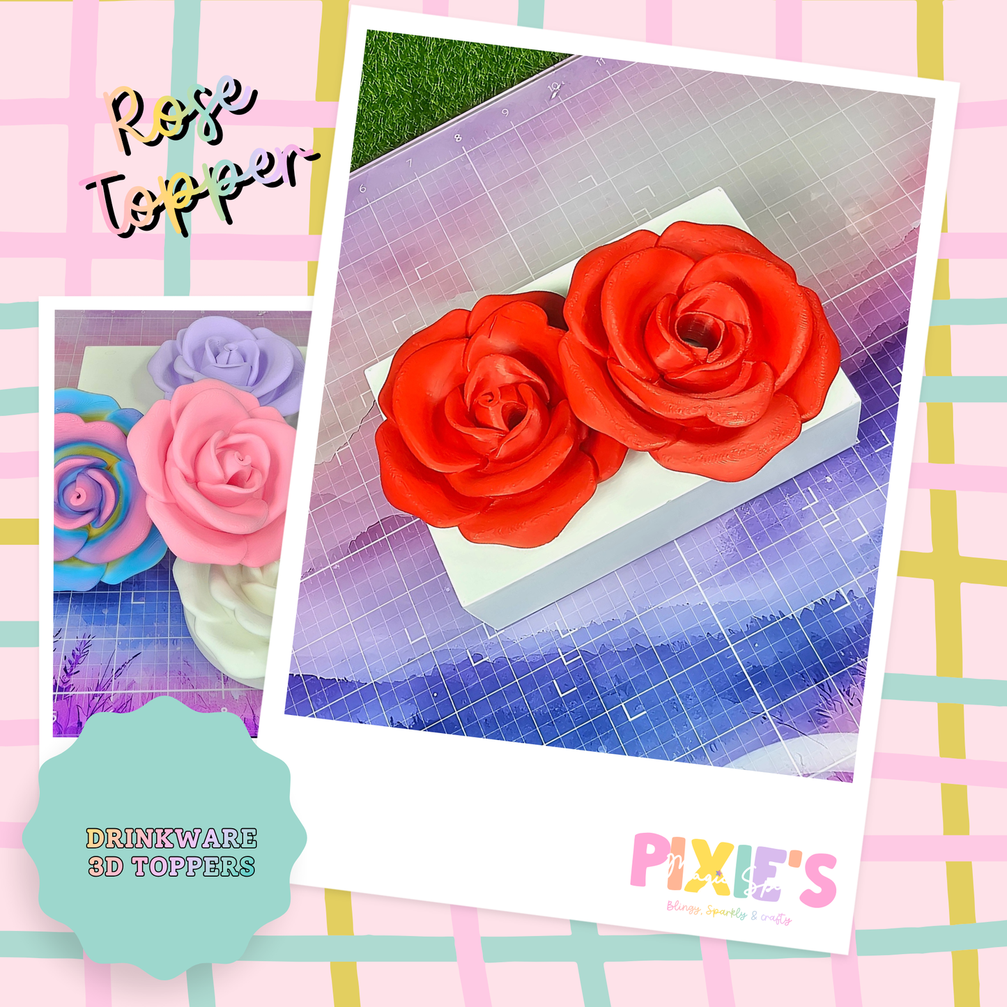 Rose Topper 16oz/20oz Cups
