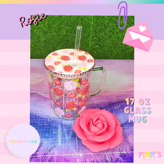 Rosie 17oz Glass Mug