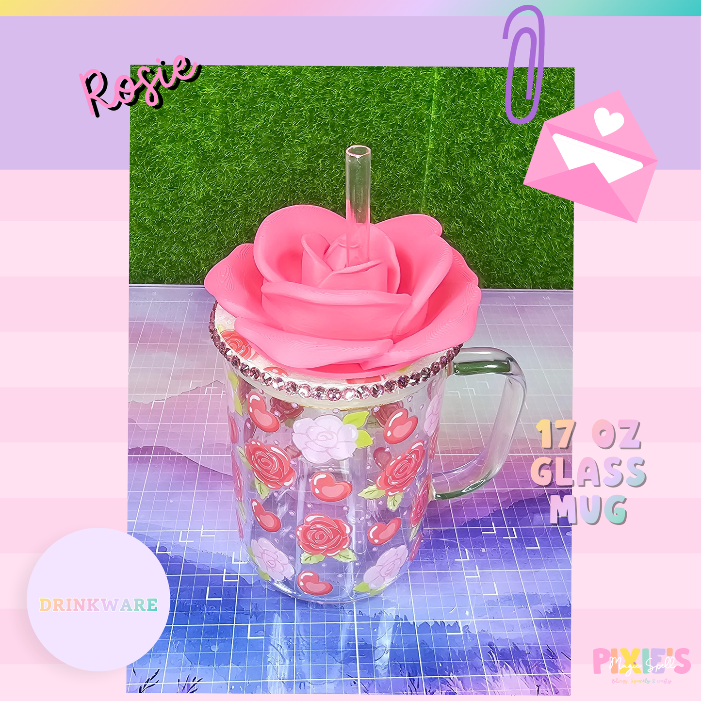 Rosie 17oz Glass Mug