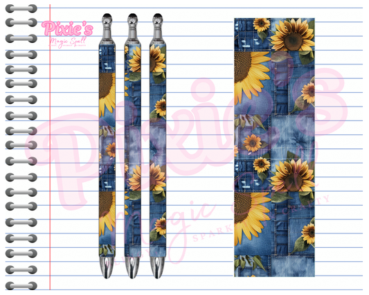Denim Flowers  Pen