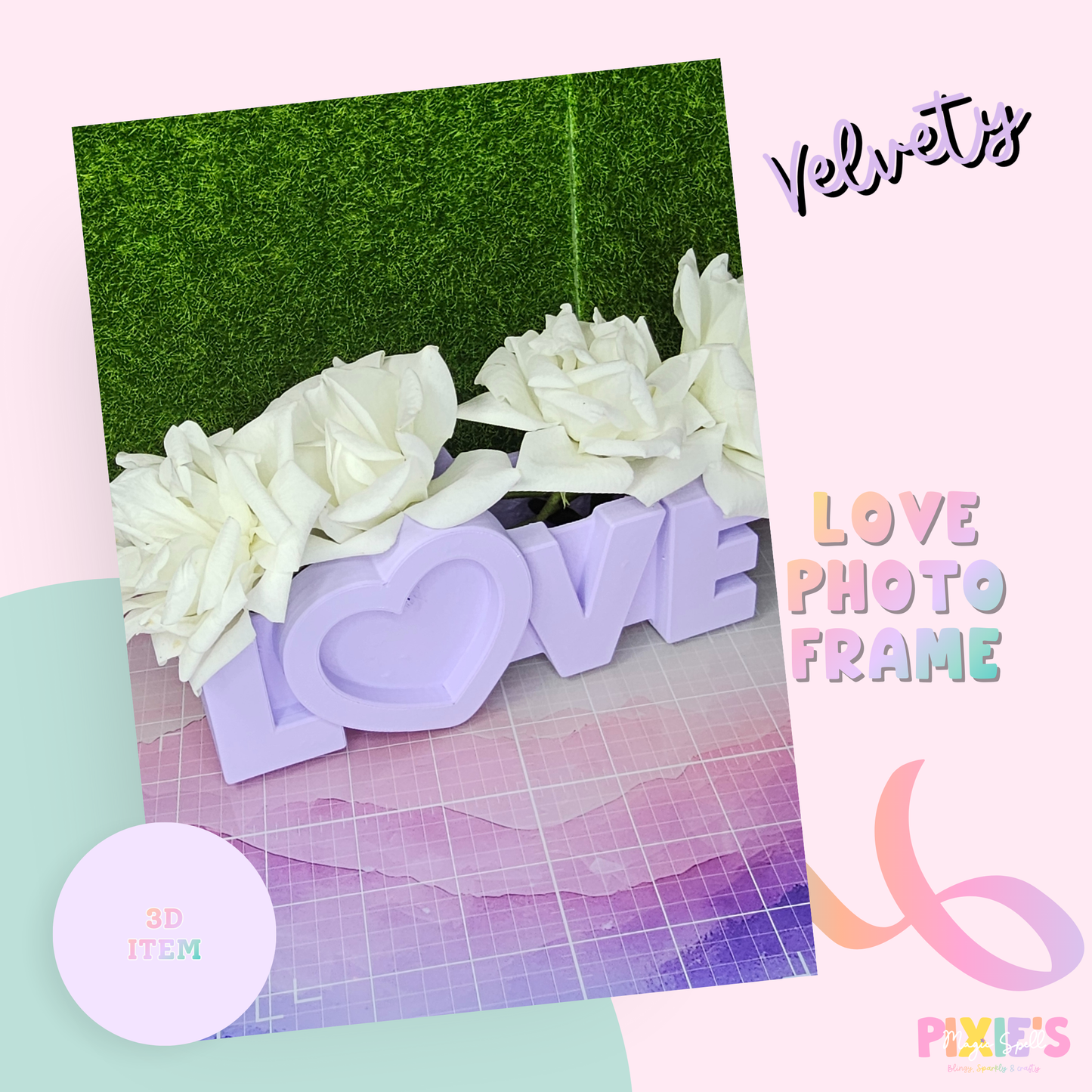 Velvety LOVE Photo Frame / Flower holder