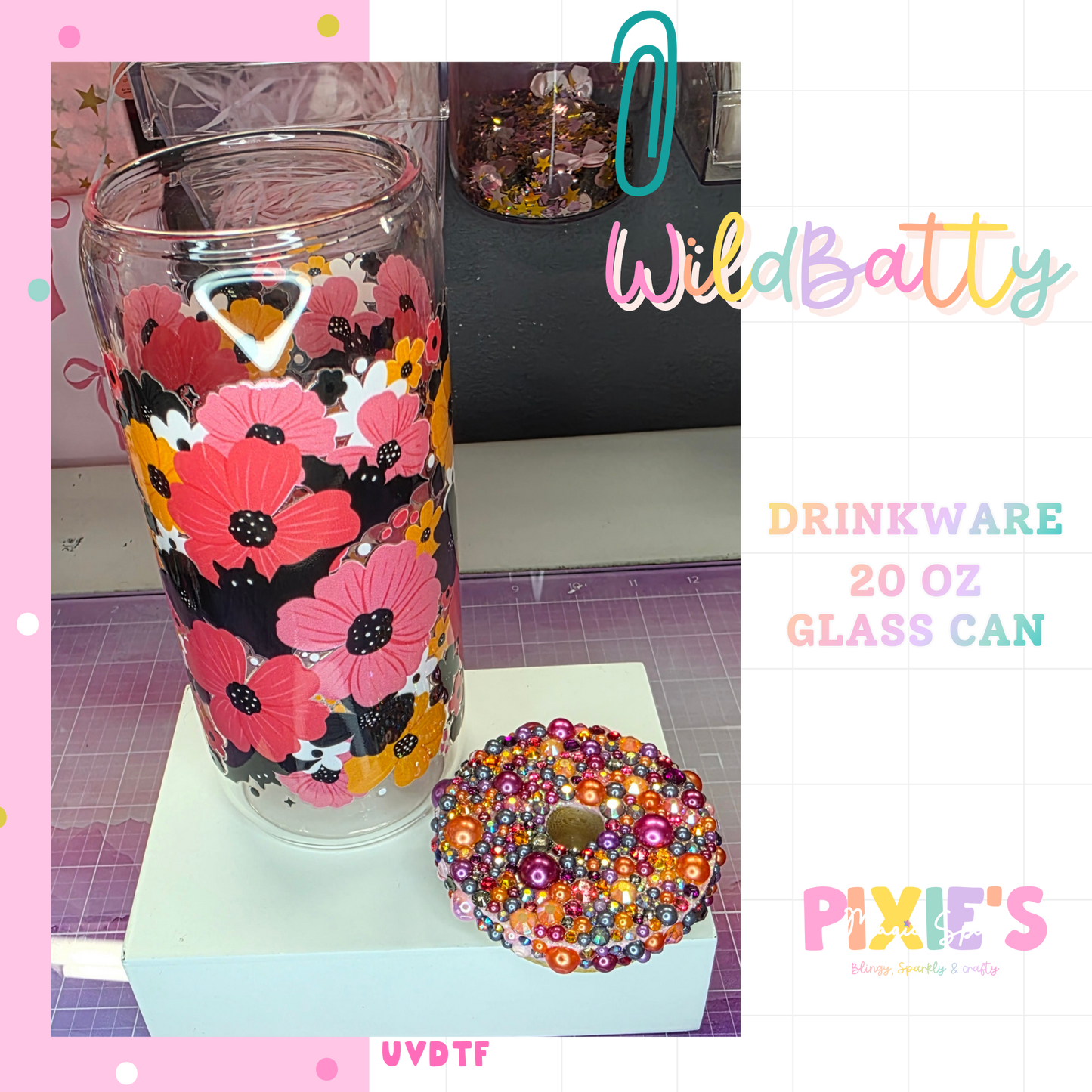 WildBatty 20oz Glass Cup