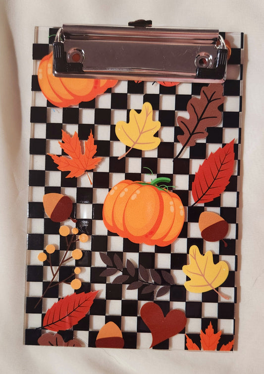 Checker Board Pumpkin (black) Clipboard