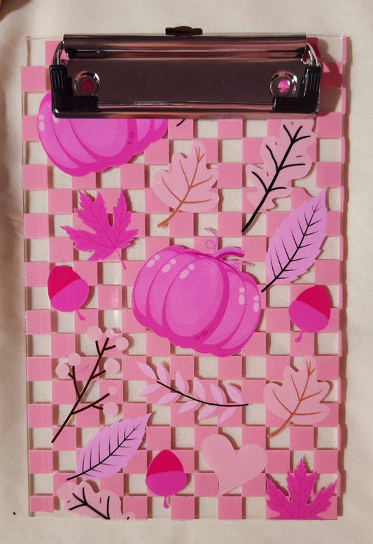 Checker Board Pumpkin (Pink) Clipboard