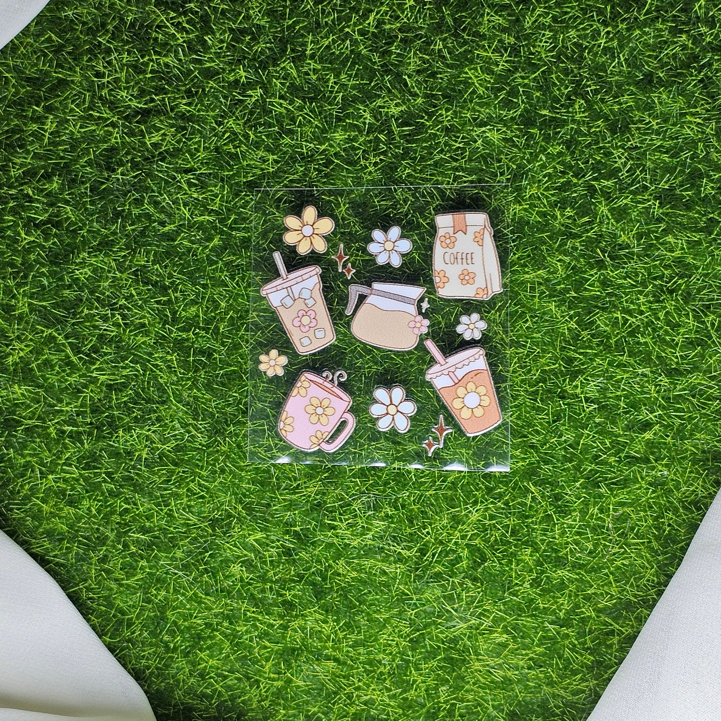Daisy Coffee UV Stickers